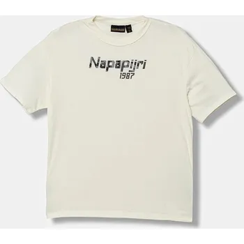 Dětská móda Dětské bavlněné tričko Napapijri S-PRIMIERO NP0A88ZY2061.134.172 béžová 01X, vel. 134-140
