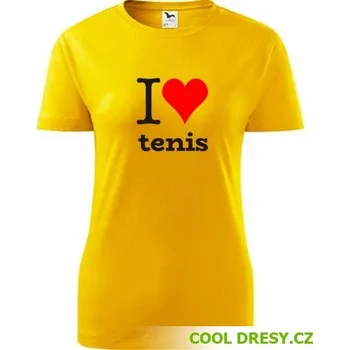 Dámské tričko I love tenis - Barva: žlutá, Velikost XL