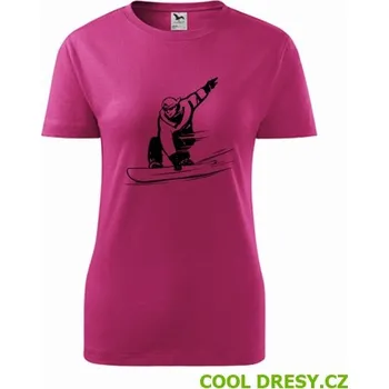 Dámské oblečení Dámské tričko snowboardista - Barva: purpurová, Velikost M