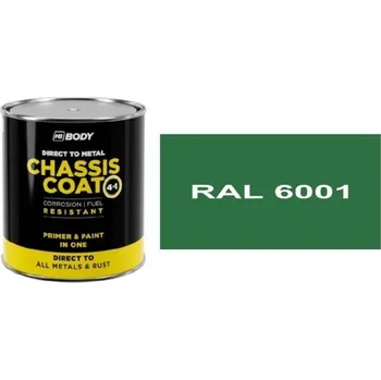 barva na kov HB BODY 410 chassis coat, polomat - barva na kov a střechy 4 v 1 RAL 6001 Smaragdová zelená 750ml