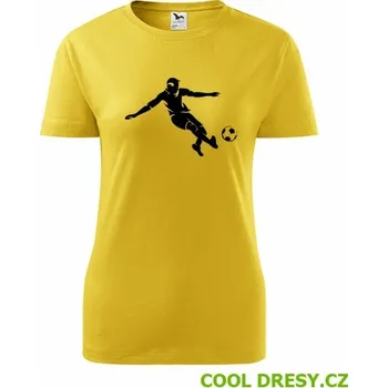 Dámské tričko s fotbalistou 2 - Barva: žlutá, Velikost XL