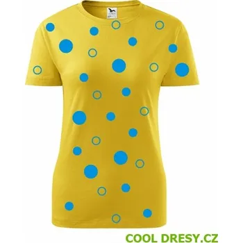 Dámské tričko Dámské tričko s modrými kuličkami - Barva: žlutá, Velikost M