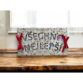 Obálka Dřevěná obálka na peníze Všechno nejlepší - motiv růžičky