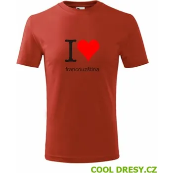 Dětské tričko I love francouzština - Barva: červená, Velikost 4roky