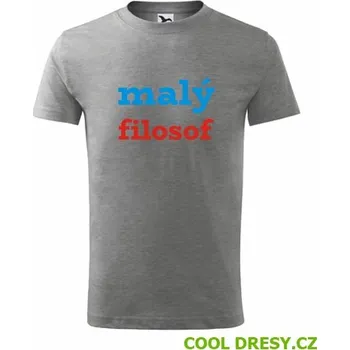Dětské tričko malý filosof - Barva: tmavě šedý melír, Velikost 6let