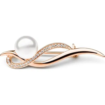 Brož Gaura Pearls Stříbrná brož s řiční perlou Stephanie Gold, stříbro 925/1000 SK21372GBR Bílá