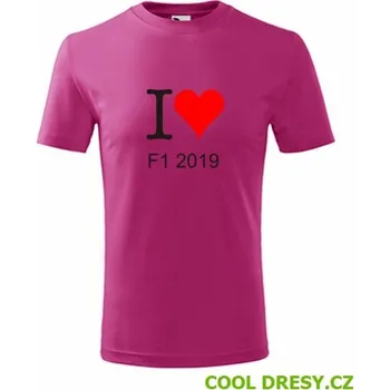 Chlapecké oblečení Dětské tričko I love F1 2019 - Barva: purpurová, Velikost 4roky