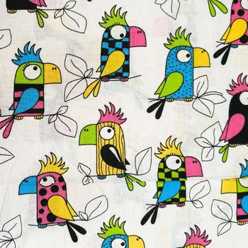 Rumitex Bavlněná látka, cena za 1 metr, šíře 160 cm, BAREVNÍ PAPOUŠCI
