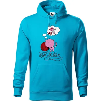 Pánská mikina DOBRÝ TRIKO Pánská mikina s potiskem Kočičí sen Velikost pánské mikiny: M, Barva: Tyrkysová