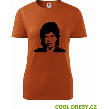 Dámské tričko Mick Jagger - Barva: oranžová, Velikost XXL
