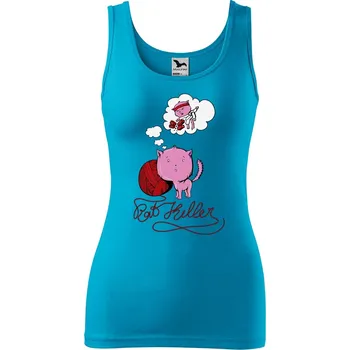 DOBRÝ TRIKO Dámské tílko s potiskem Kočičí sen Velikost: S, Barva: Tyrkysová