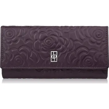 Dámská kožená peněženka Paolo Peruzzi s květinovým reliéfem; vínová