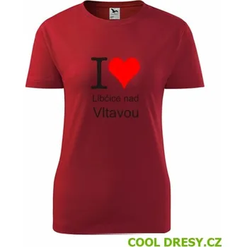 Dámské tričko Dámské tričko I love Libčice nad Vltavou - Barva: červená, Velikost XXL