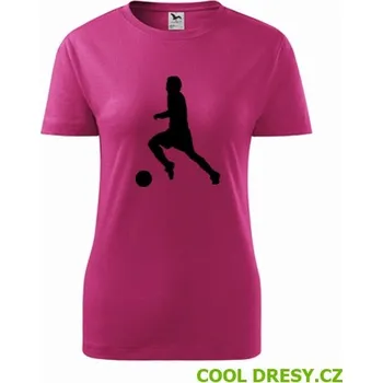 Dámské oblečení Dámské tričko s fotbalistou 3 - Barva: purpurová, Velikost M