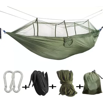 Houpací síť Hamak s moskytiérou 260 × 140 cm, zelená (HAM1)