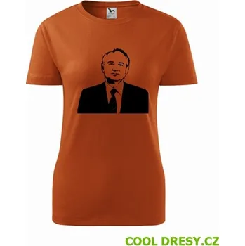Dámské tričko Michail Gorbačov - Barva: oranžová, Velikost S