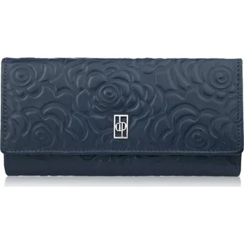 Peněženka Paolo Peruzzi Dámská kožená peněženka s květinovým reliéfem; modrá