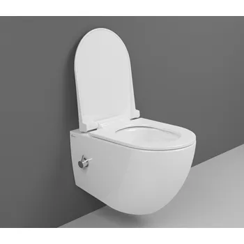 WC sada Simply LINE Rimless závěsná WC mísa, integrovaná baterie a bidet. sprška,