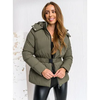 Dámská bunda Khaki dámská prošívaná zimní bunda s kapucí Bolf 23060 - M