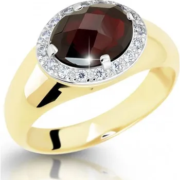 Prsten Cutie Jewellery Zlatý prsten s almadinem a zirkony Z9003-1892-AL-X-1 Velikost: 60