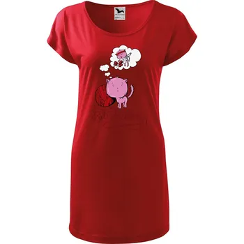 Dámské tričko DOBRÝ TRIKO Dámské tričko/šaty Kočičí sen Velikost: XS, Barva: Červená