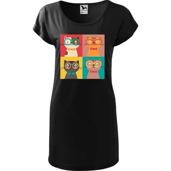 Dámské tričko DOBRÝ TRIKO Dámské tričko/šaty Čtyři kočky Velikost: L, Barva: Černá