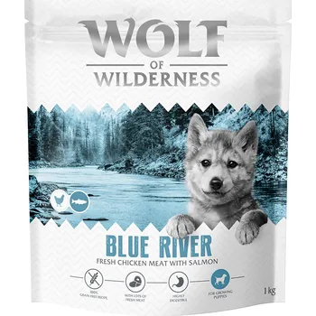 Krmivo pro psa Výhodné balení: 5x1kg Wolf of Wilderness Junior Blue River s lososem bez obilovin granule pro psy