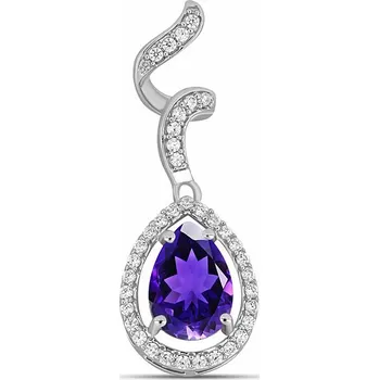 Přívěsek Přívěsek stříbrný s broušeným africkým ametystem a zirkony Ag 925 029497 AFAM 3,1 cm, 2,2 g