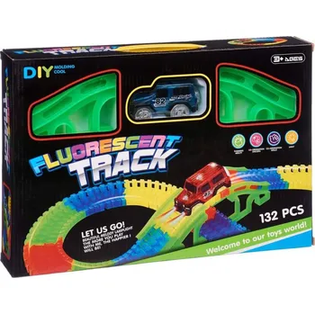 autodráha Dráha variabilní ve tmě svítící set s autem 132 dílků na baterie Světlo