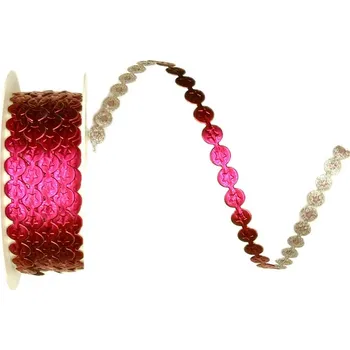 Stuha Stuha vysekávaná SHINY STAR PINK růžová 10mm x 3m (6,-Kč/m) (Stuha vysekávaná, růžová, jednostranná, s perleťovým leskem)