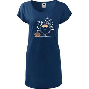 Dámské tričko DOBRÝ TRIKO Dámská tunika Santa s dárky Velikost: M, Barva: Půlnoční modrá