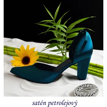 Dámské lodičky Svatební boty na zakázku - materiál satén - modré a fialové odstíny Barva: petrolejová