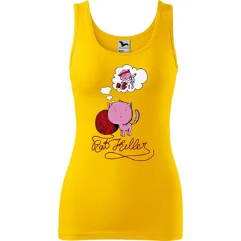 DOBRÝ TRIKO Dámské tílko s potiskem Kočičí sen Velikost: XL, Barva: Žlutá