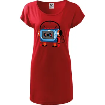 Dámské tričko DOBRÝ TRIKO Dámské tričko/šaty Walkman Velikost: L, Barva: Červená