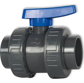 PVC kulový kohout 110 mm - 2 cestný modrý