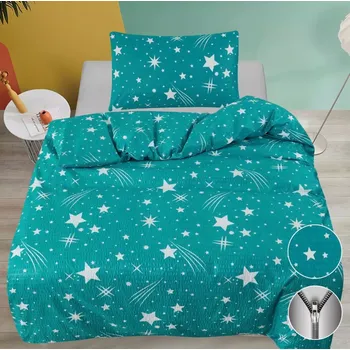 Povlečení NOVINKA 2025 – CENOVÁ PECKA! KREPOVÉ POVLEČENÍ 140x200/70x90cm - KOMETKY TYRKYS