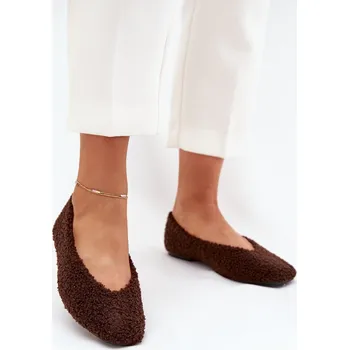 Dámské baleríny Boto Dámské Baleríny S Kožíškem Typu Beránek Čokoládové Zimira Boto bílá | hnědá 3382304