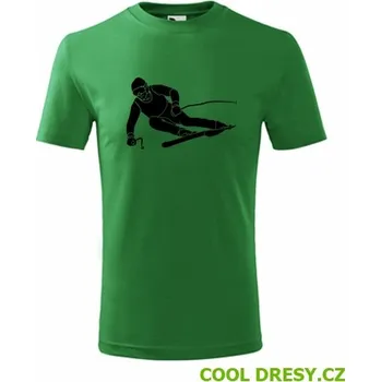 Chlapecké tričko Dětské tričko lyžař - Barva: střední zelená, Velikost 8let