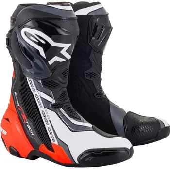 Moto obuv Boty supertech r, alpinestars (černá/červená fluo/bílá/šedá, vel. 44)
