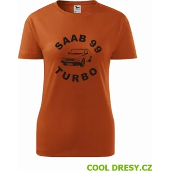 Dámské tričko Dámské tričko Saab 99 Turbo - Barva: oranžová, Velikost XXL