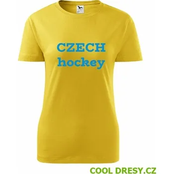 Dámské tričko Czech hockey - Barva: žlutá, Velikost XXL