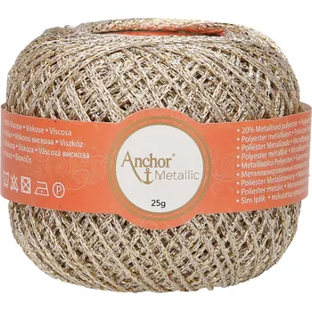 Příze Anchor Artiste Metallic 302 Zlatá světlá (Háčkovací lurexová příze Anchor Artiste Metallic Zlatá světlá)