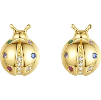 Náušnice Pozlacené stříbrné náušnice berušky s barevnými zirkony - Meucci SYE142