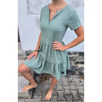 Dámské šaty Kulišárny Dámské mušelínové BOHO šaty MENTOL VELIKOST: 36-38