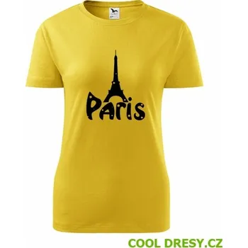 Dámské tričko Paříž - Barva: žlutá, Velikost S