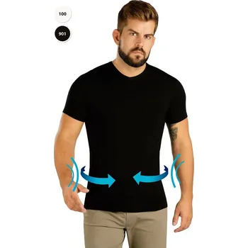 Pánské tričko Pánské elastické zeštíhlující tričko LITEX černé/bílé Černá L