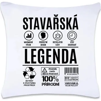 Dekorativní polštářek DOBRÝ TRIKO Polštář s potiskem 40 x 40 cm Stavařská legenda Oboustranný tisk: NE