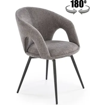 Jídelní židle Jídelní otočné křeslo MARLO — kov, látka, šedá