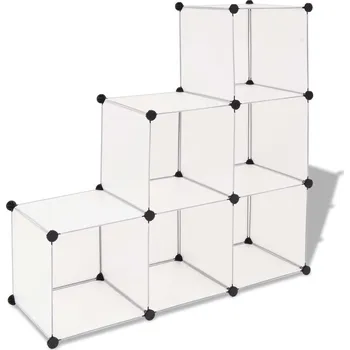 Úložný box vidaXL Krychlový organizér se 6 přihrádkami bílý