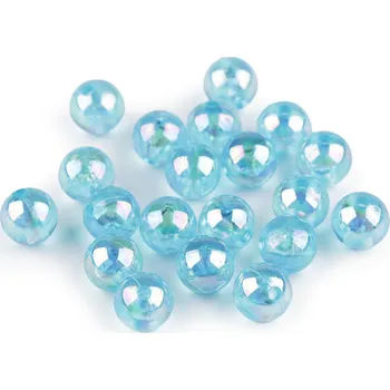 Korálek Plastové korálky s AB efektem Ø10 mm Varianta: 6 modrá azurová, Balení: 10 g